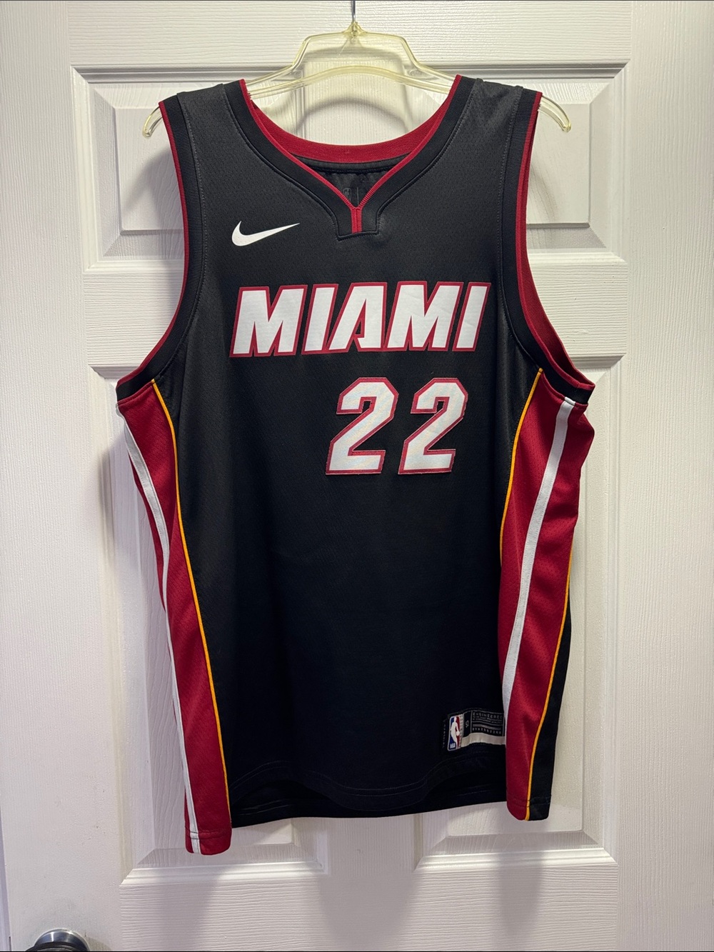 Nike Black Miami Heat #22 Jersey with Red, White & Gold Accents